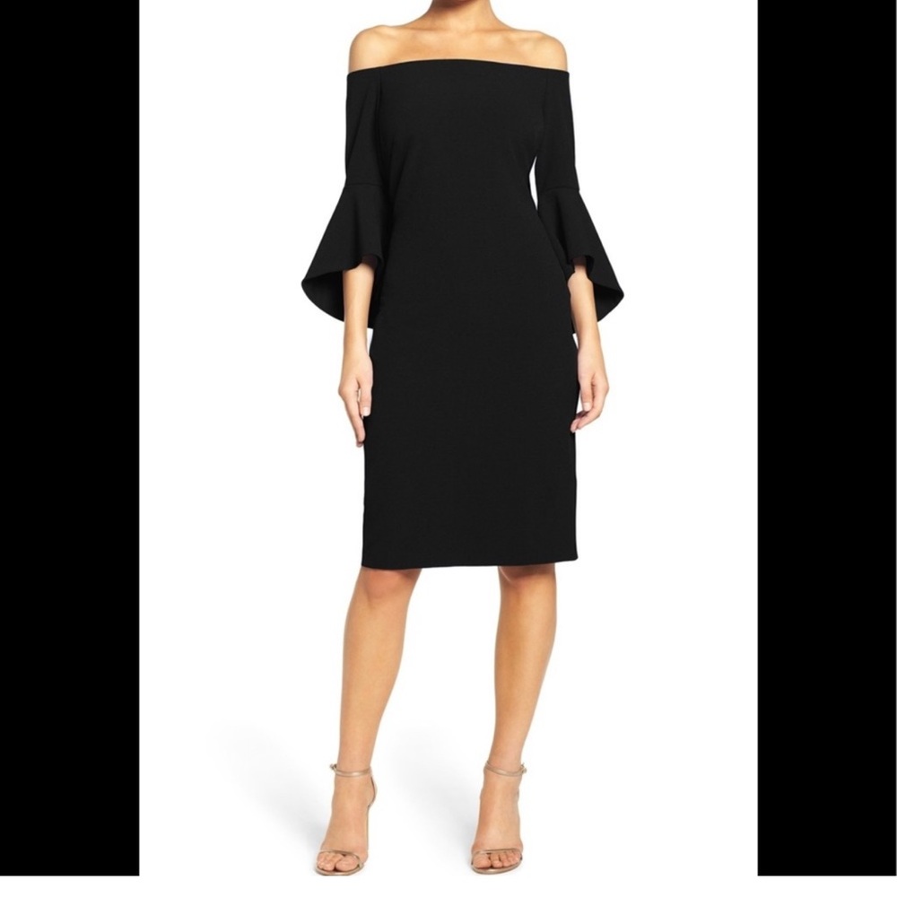 Chelsea28 Black Off-Shoulder Long Sleeve Dress